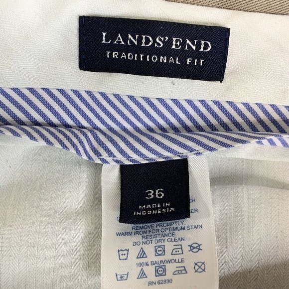 Lands End Traditional Fit Mens Size 36x29 Chino Pants Khaki Flex Fit Waist - Picture 6 of 8